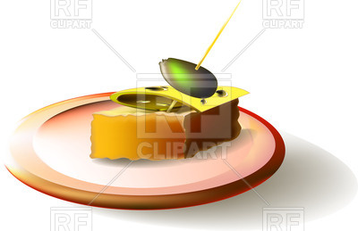 400x259 Sandwich With Cheese And Olives On Plate Royalty Free Vector Clip