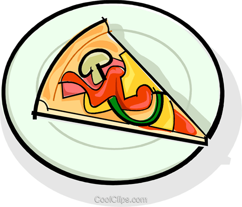 480x412 Slice Of Pizza On A Plate Royalty Free Vector Clip Art