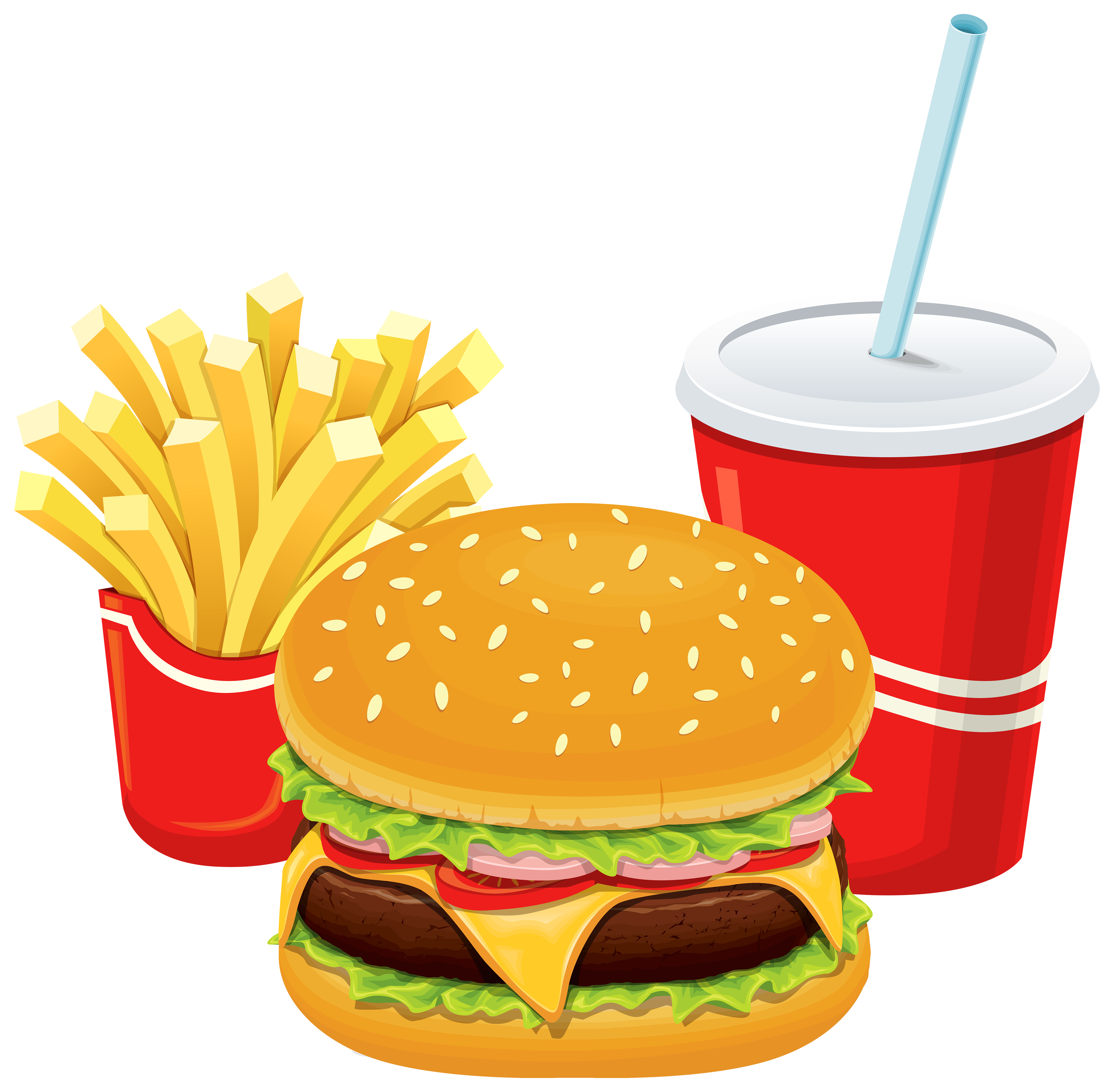 4000x3921 Hamburger Fries And Cola Png Clipart