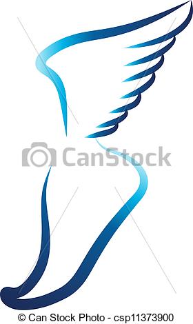 280x470 Flying Foot. Modern Swoosh Foot With Wing Vector Clipart