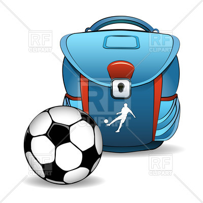 400x400 Bleu School Bag And Soccer (Football) Ball Royalty Free Vector