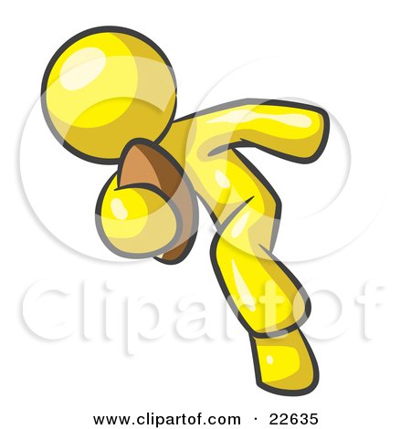 450x470 Clipart Illustration Of An Orange Man Running With A Football