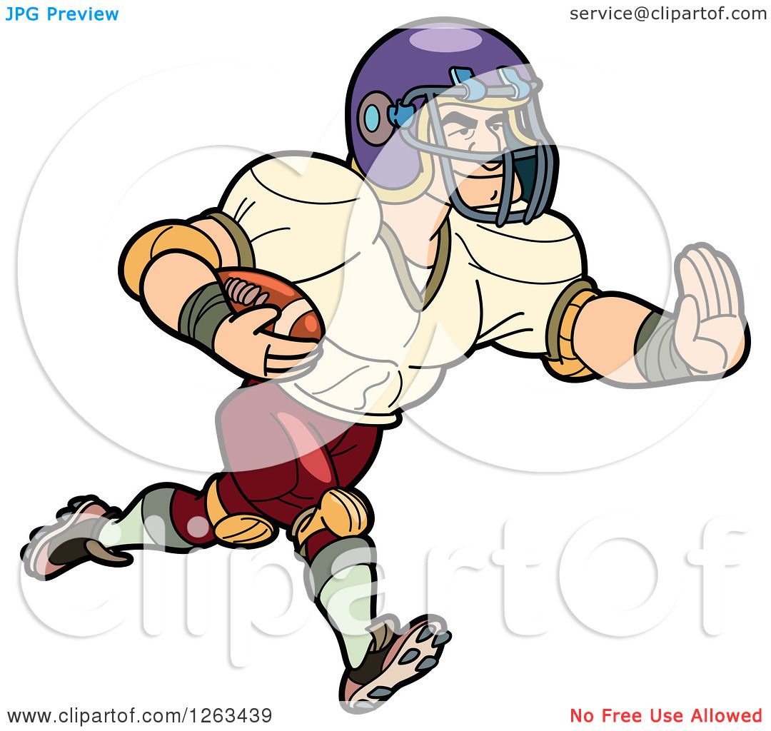 1080x1024 Clipart Of A Muscular White Male American Football Player Running
