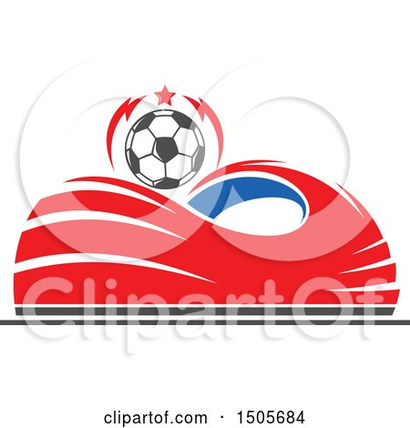 450x470 Clipart Of A Stadium Arena And Soccer Ball Design