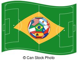 254x194 Flag Of Brazil With Football Vector Illustration Vectors