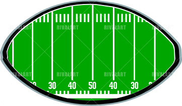 361x211 Sports Clipart Image Of Football Shaped Field 50 Yard Line Graphic