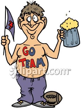 263x350 Football Fan With Go Team Painted On His Chest Holding A Mug