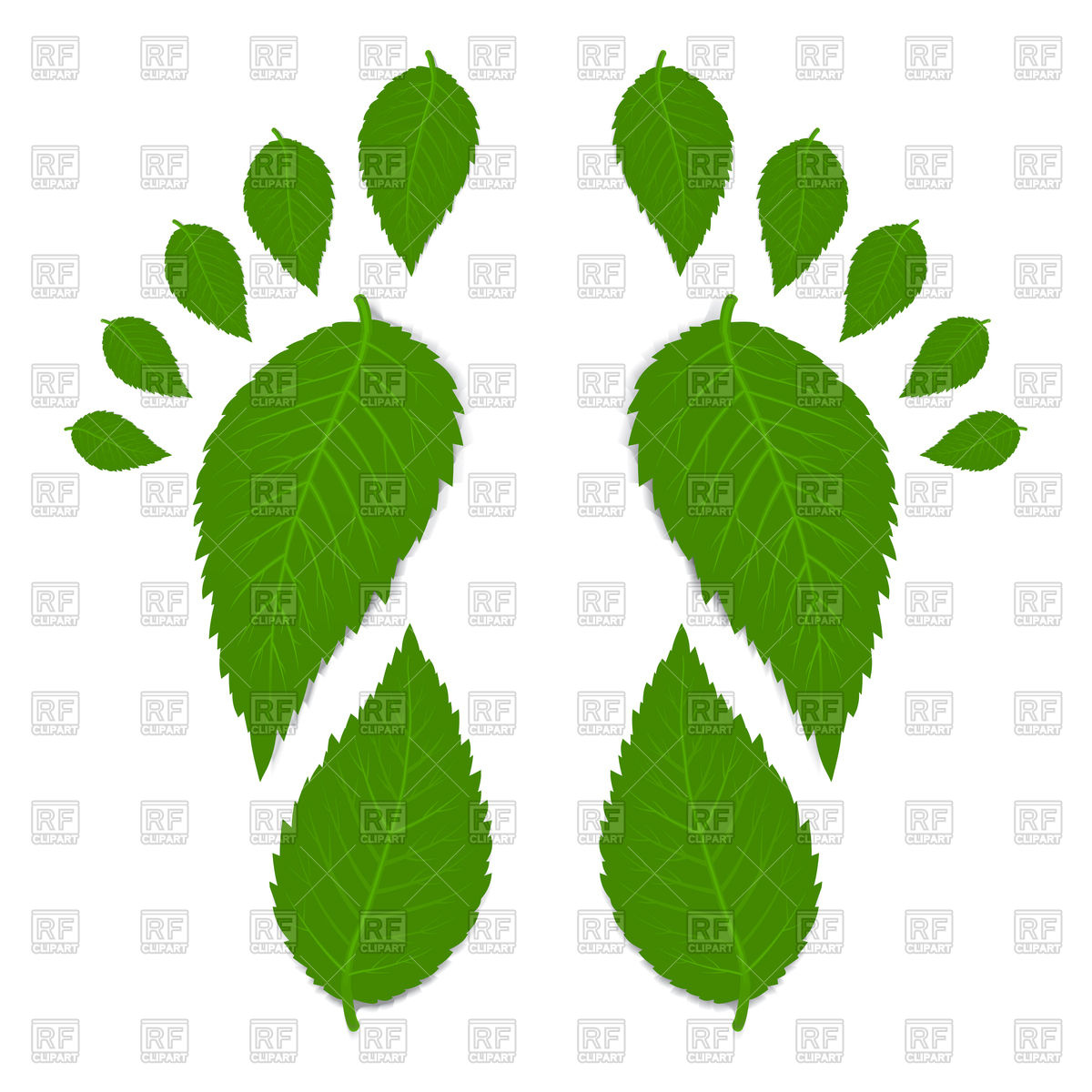 1200x1200 Green Footprint Made By Leaves Royalty Free Vector Clip Art Image