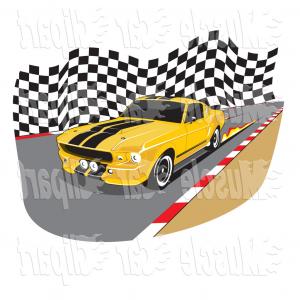 300x300 Vector Automotive Clipart Of A Yellow Racing Ford Mustang Gt