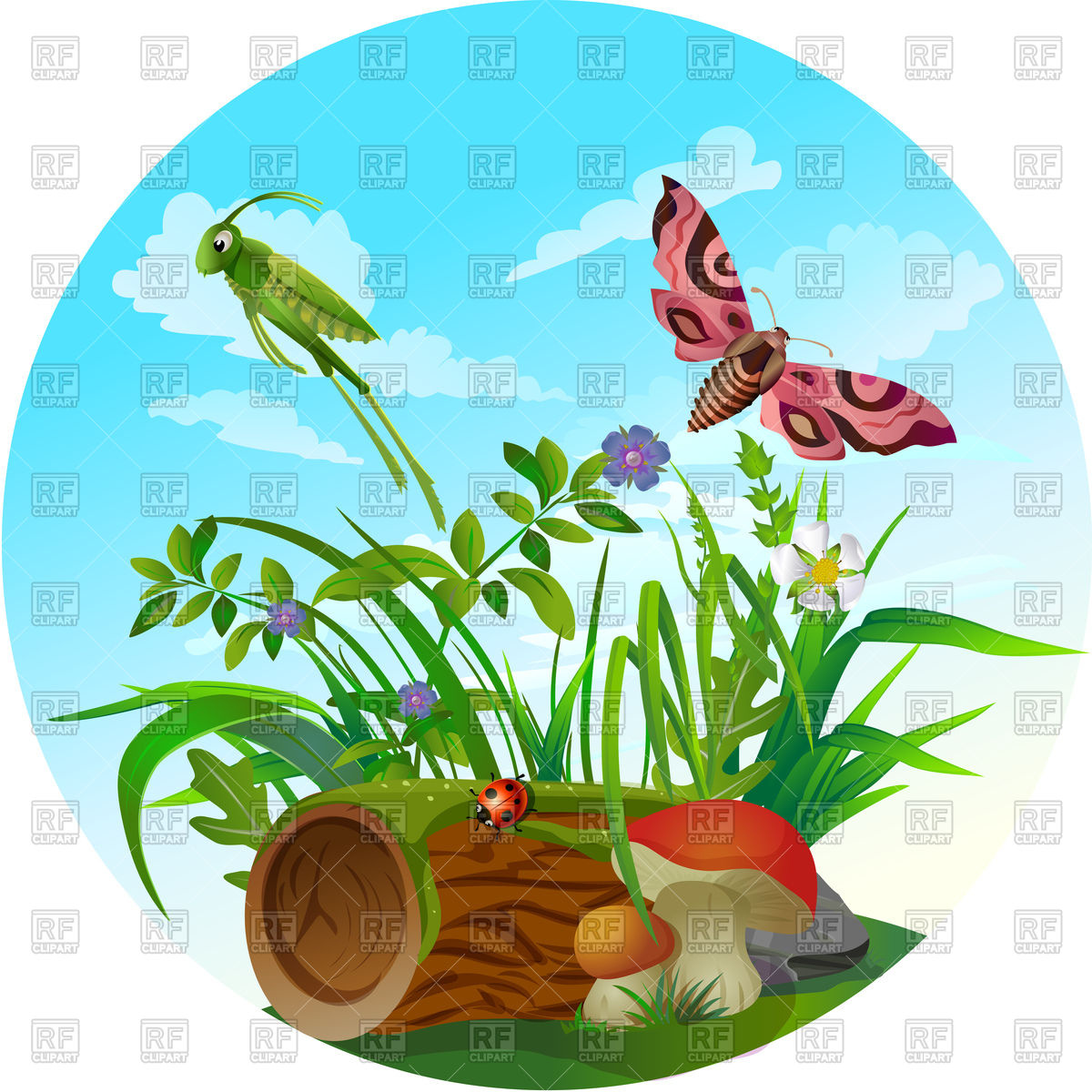 1200x1200 Nature Icon, Insect Life In Forest Royalty Free Vector Clip Art