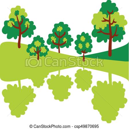 450x449 Abstract Green Trees. Eco Forest In Mirror. Eps Vectors