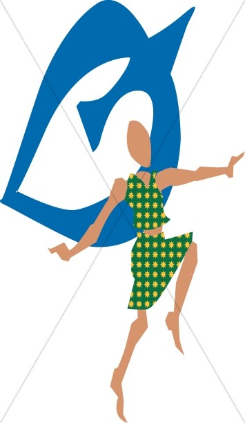 355x612 Abstract Christian Dancer With Dove Symbol Praise Clipart
