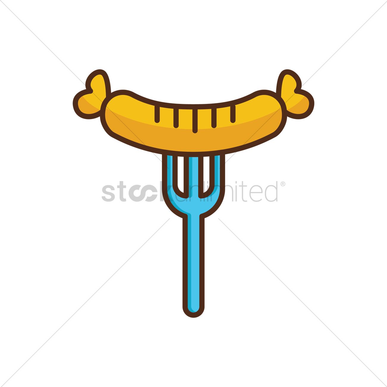 1300x1300 Sausage On Barbecue Fork Vector Image