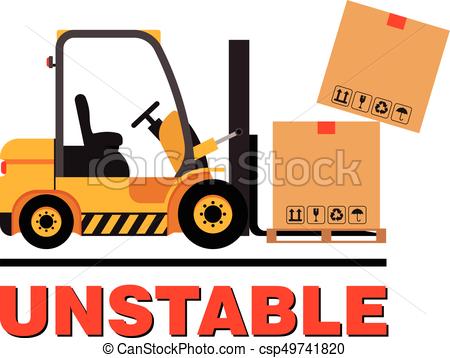450x358 Vector Forklift Truck Moving Dropping Cardboard Boxes . Vector
