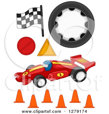 450x470 Clipart Of A Red Race Car