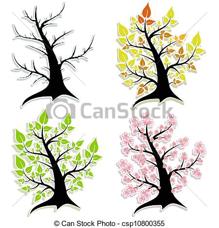 450x470 Four Of The Tree. Seasonssummer, Winter, Spring, Autumn Clipart