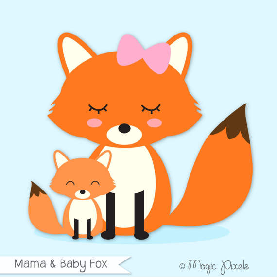 570x570 Fox Clip Art Mama And Baby Fox Clipart Forest Animals Clip