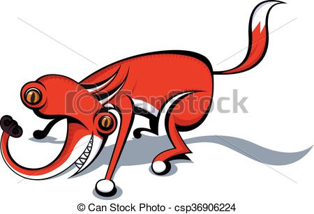 450x307 Totally Crazy Fox. Vector Image Vector Illustration