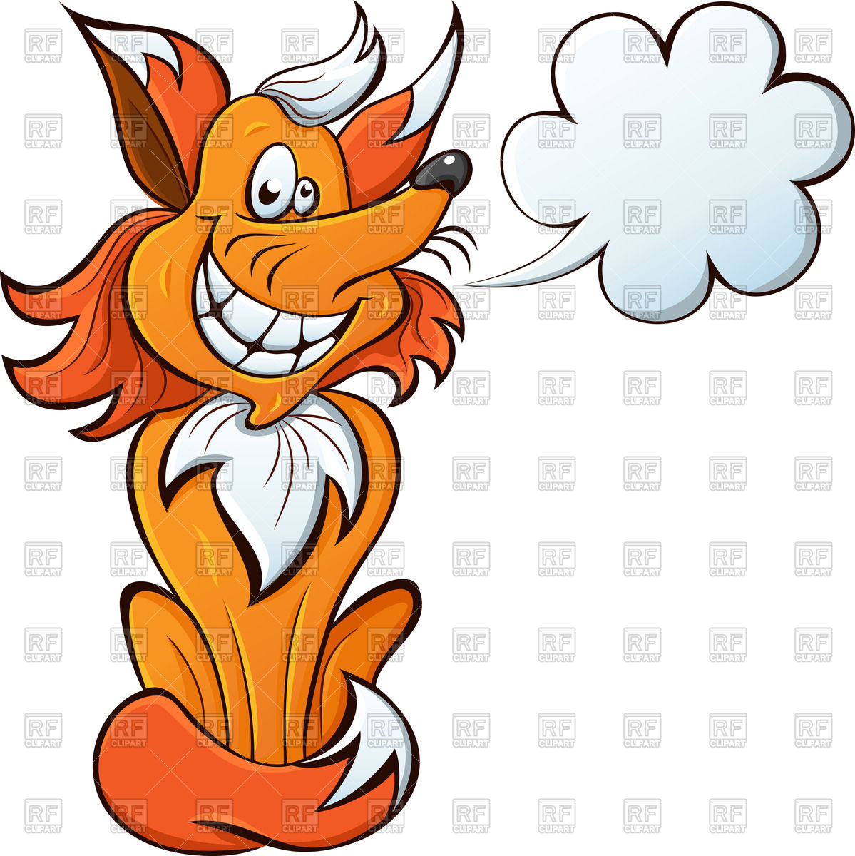 1199x1200 Funny Fox With Empty Speech Bubble Cartoon Style Royalty Free