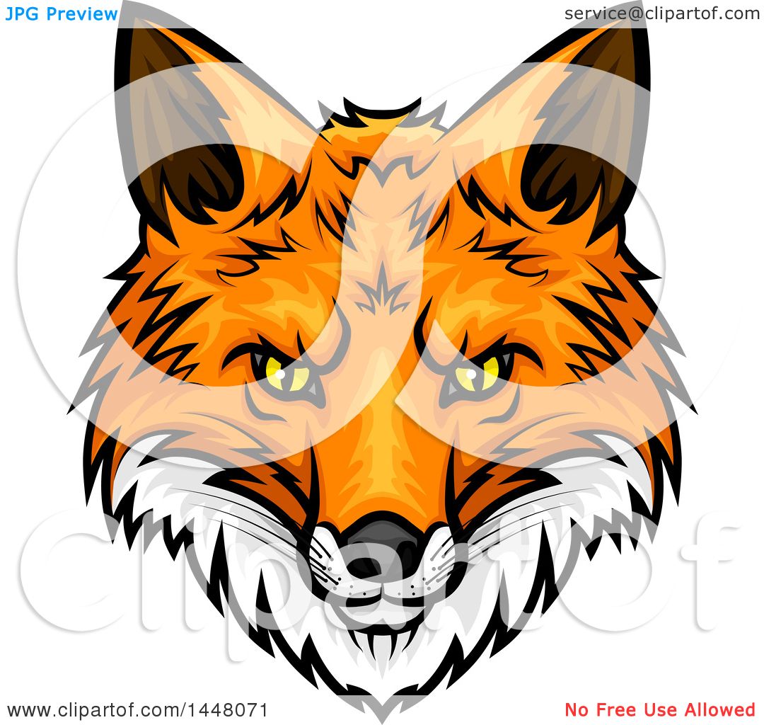 1080x1024 Clipart Of A Vicious Fox Mascot Face