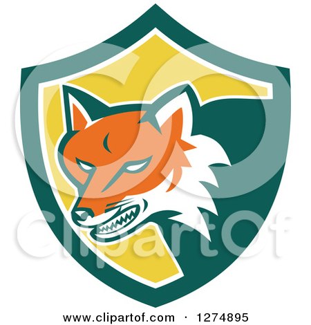450x470 Clipart Of A Retro Fox Head In Profile Inside A Blue White