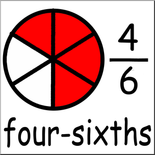 304x304 Clip Art Labeled Fractions 06 46 Four Sixths Color I Abcteach