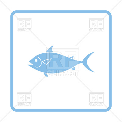 400x400 Blue Frame Design Of Fish Icon Royalty Free Vector Clip Art Image