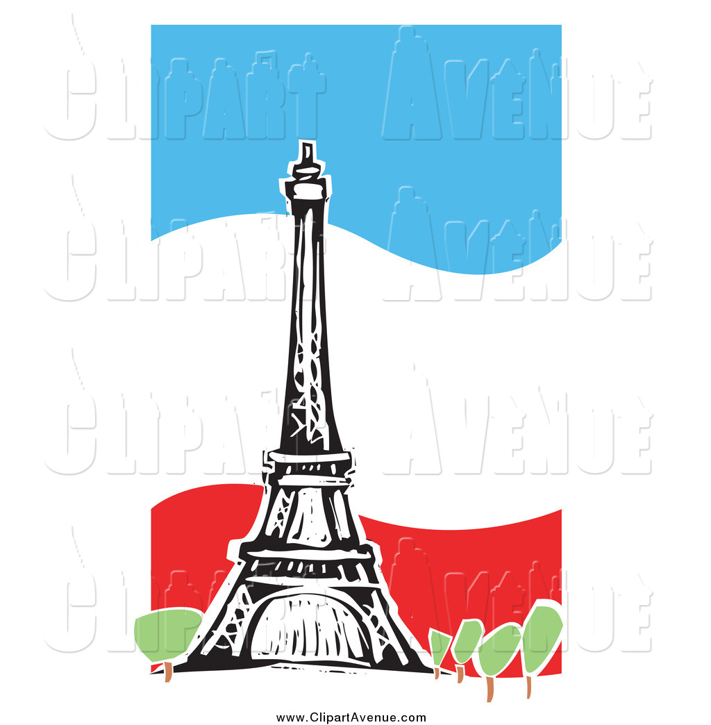 1024x1044 Avenue Clipart Of A The Eiffel Tower Over A Wavy French Flag By