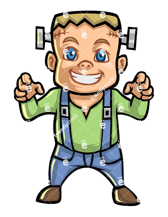 585x755 Little Boy Dressed Up As Frankenstein Monster Vector Clipart