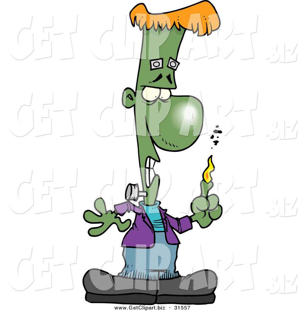 1024x1044 Clip Art Of A Cartoon Frankenstein With A Burning Finger By
