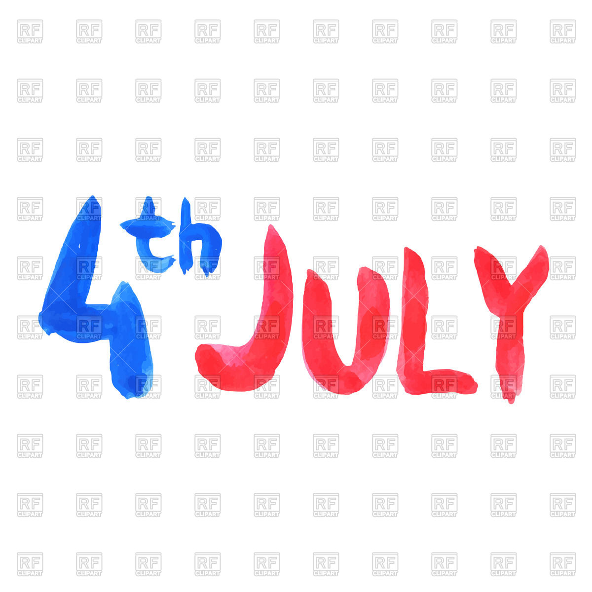 1200x1200 Watercolor Text 4th July Royalty Free Vector Clip Art Image