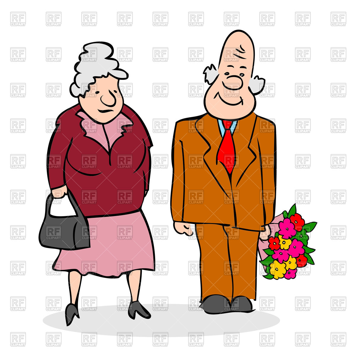 1200x1200 Happy Elderly Couple Royalty Free Vector Clip Art Image