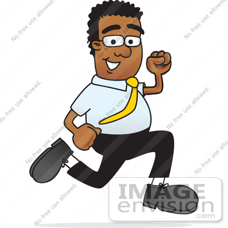 450x450 Clip Art Graphic Of A Geeky African American Businessman Cartoon
