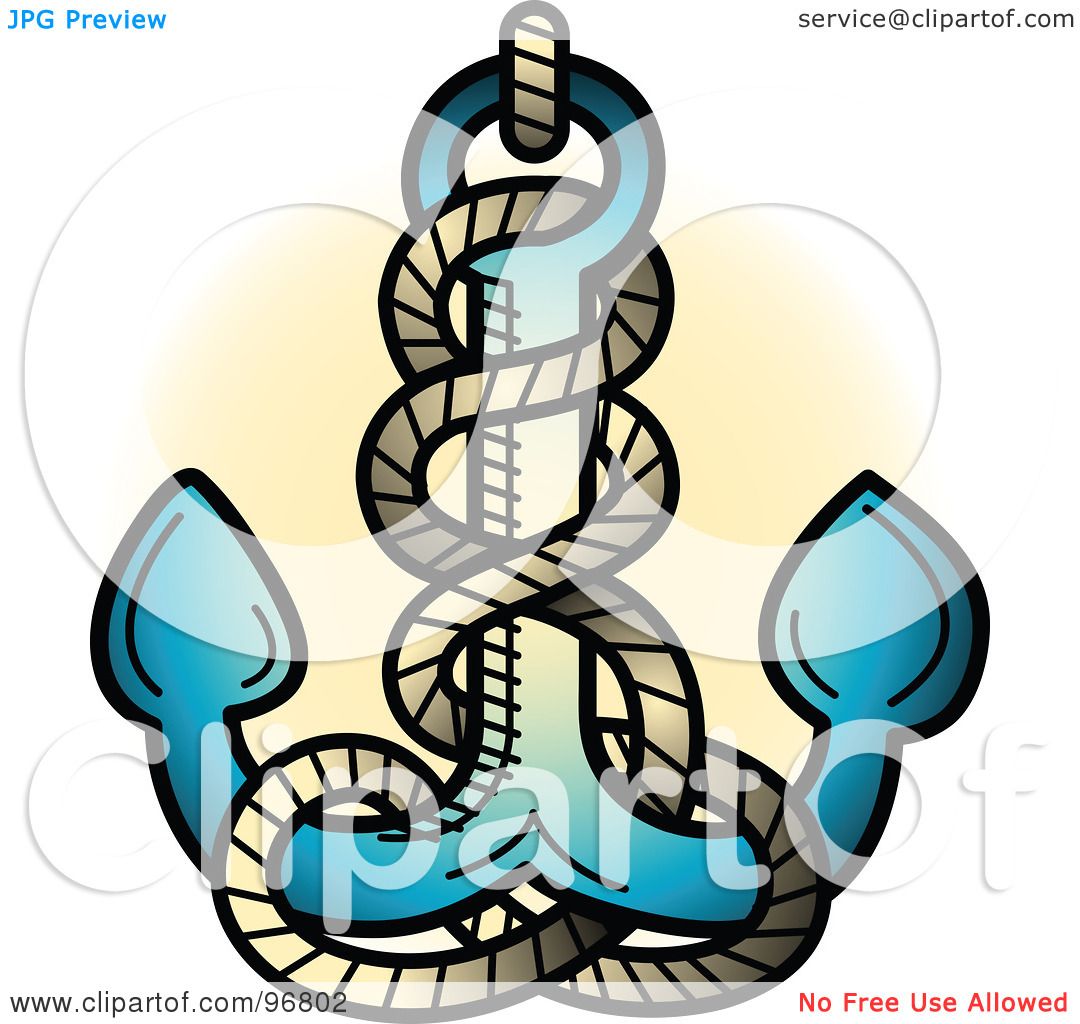 1080x1024 Royalty Free (Rf) Clipart Illustration Of A Blue Anchor And Rope
