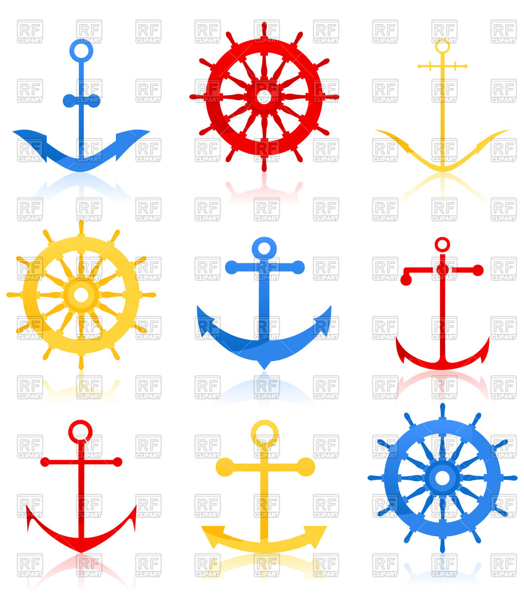 1062x1200 Set Of Anchors And Helms Icons Royalty Free Vector Clip Art Image