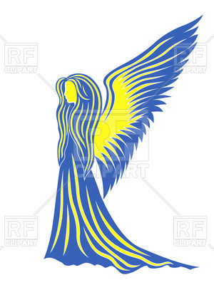 300x400 Profile Of Woman Angel In Colors Of Flag Of Ukraine Royalty Free