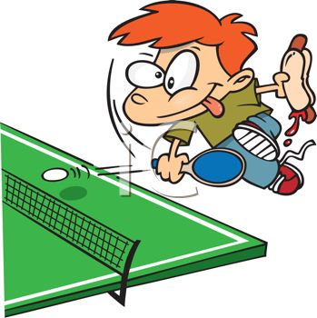349x350 Royalty Free Cliprt Image Kid Playing Ping Pong While Eating
