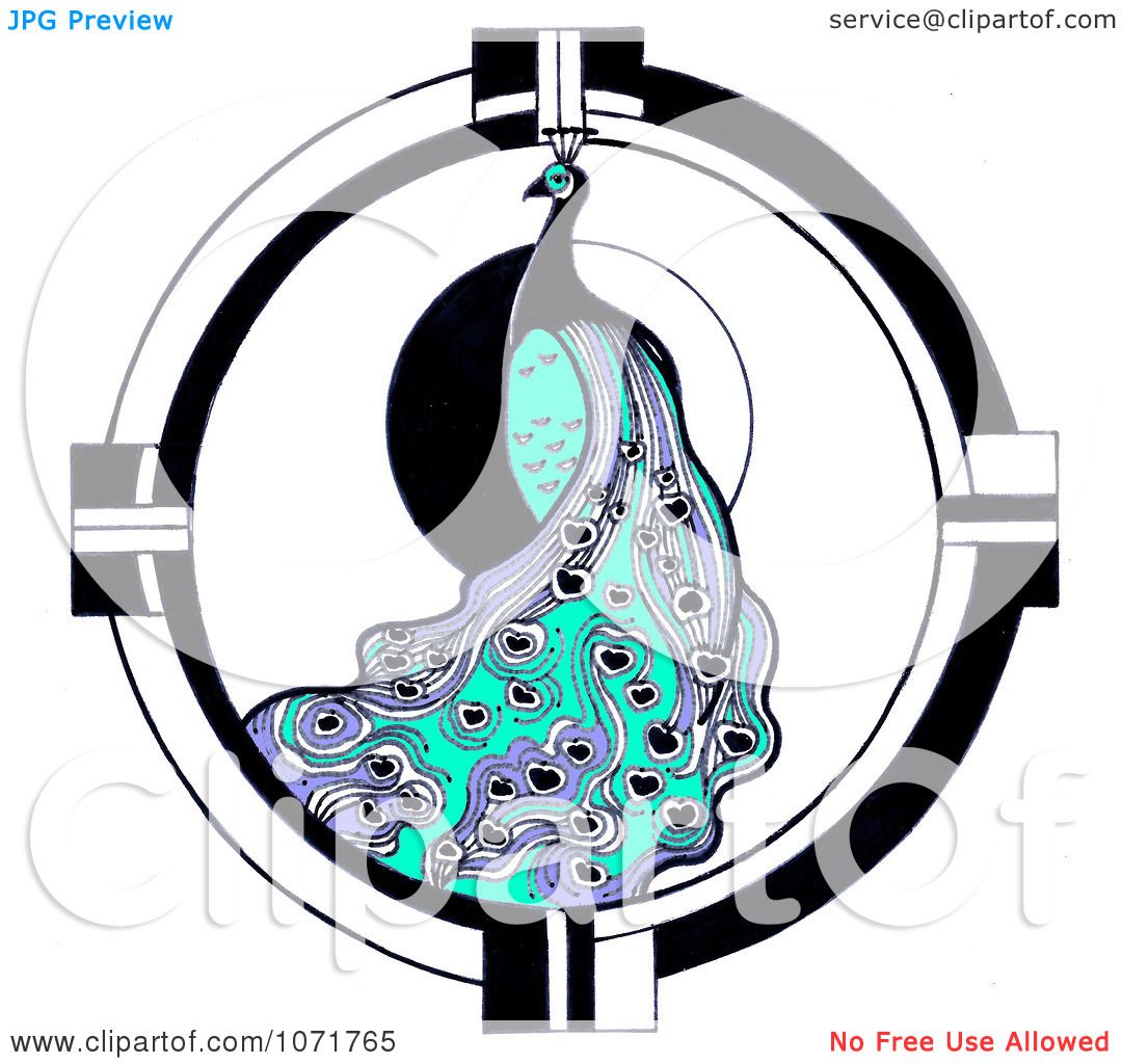 1080x1024 Clipart Art Deco Styled Peacock In A Circle