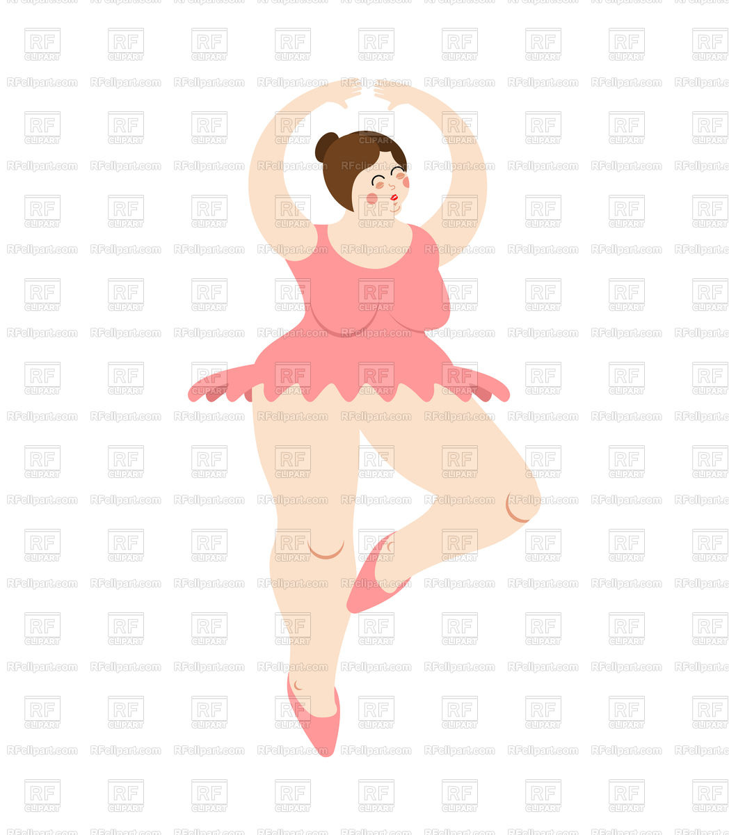 1048x1200 Fat Ballerina On White Background Royalty Free Vector Clip Art