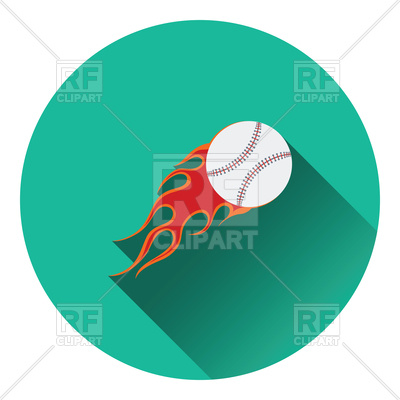 400x400 Flat Color Design Of Baseball Fire Ball Icon Royalty Free Vector