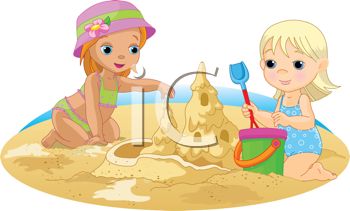 350x211 Two Little Girls Making A Sandcastle On The Beach