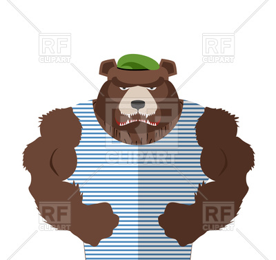 400x376 Angry Bear In Striped Vest. Russian Bear Defender Royalty Free