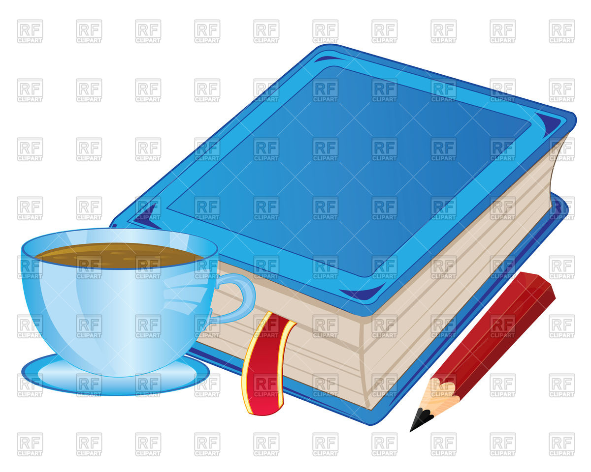 1200x960 Cup Of Coffee And Book With Bookmark Royalty Free Vector Clip Art