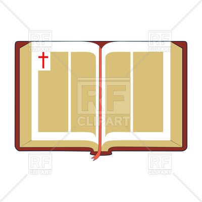 400x400 Open Bible With Brown Cover And Red Bookmark Royalty Free Vector