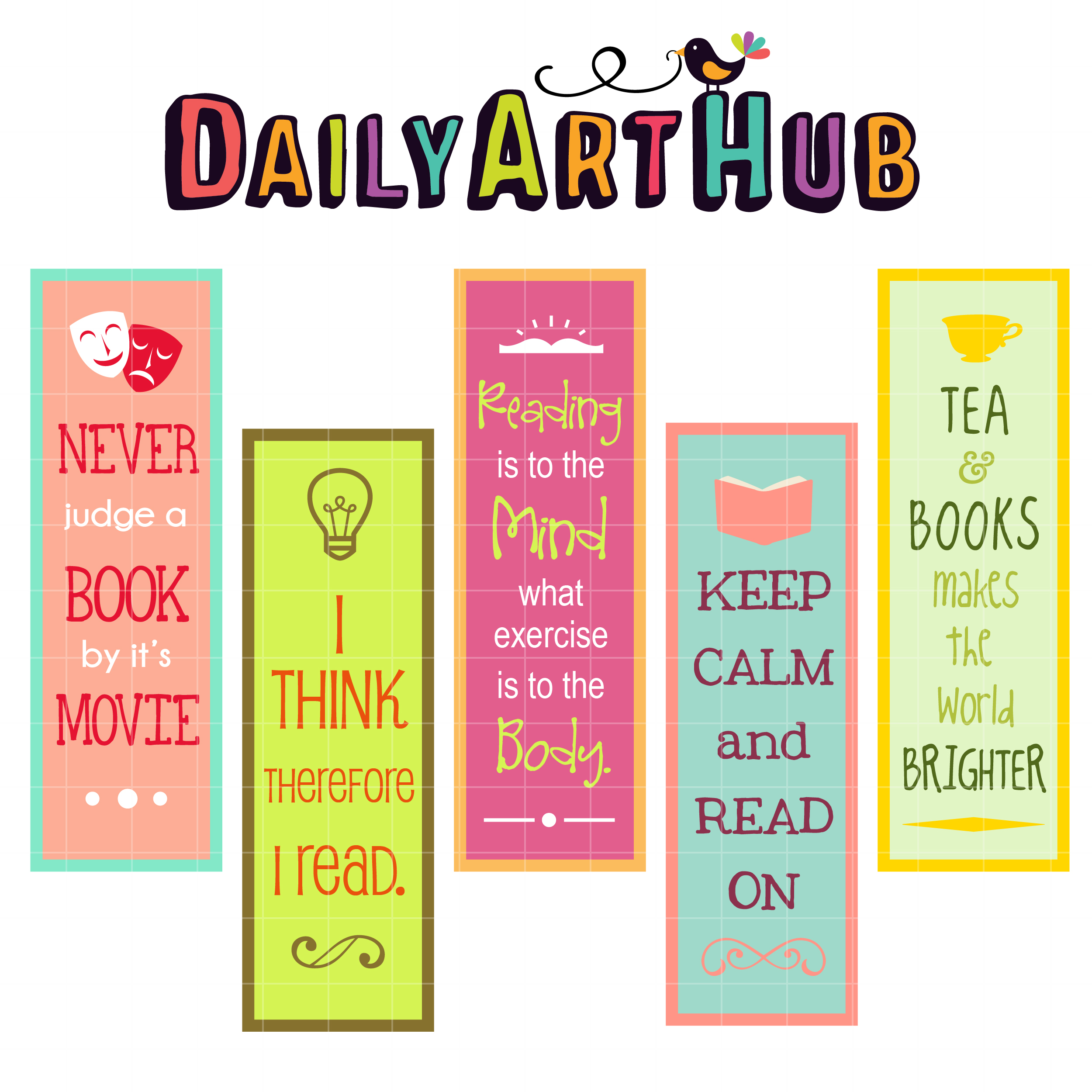 2500x2500 Reaading Quotes Bookmarks Clip Art Set Daily Art Hub Free Clip