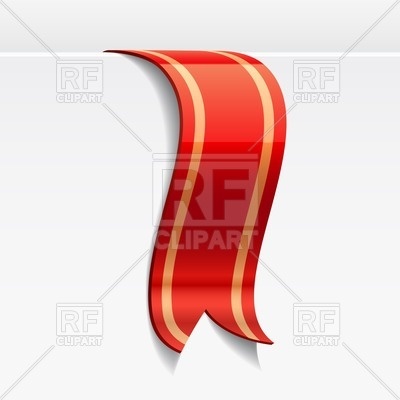 400x400 Red Ribbon Bookmark With Golden Stripes Royalty Free Vector Clip