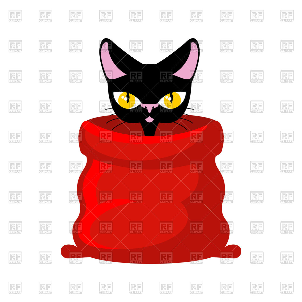 1200x1200 Cat In Santa Bag Royalty Free Vector Clip Art Image