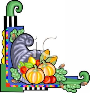 290x300 Page Border With Cornucopia And Pumpkins