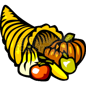300x300 Royalty Free A Golden Cornucopia With Pumpkin And A Bunch