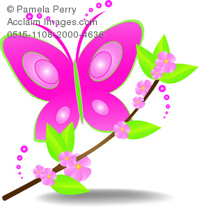 286x300 Cliprt Illustration Of Beautiful Pink Butterfly Landing On